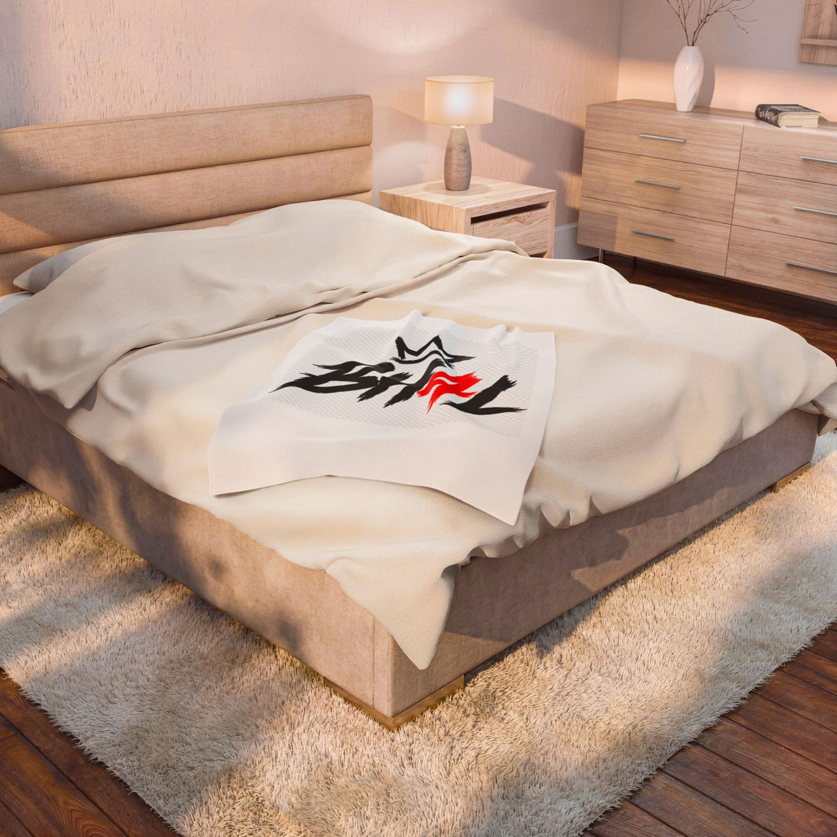 Velveteen Plush Blanket — 'BH4L' Crown Logo Soft Throw