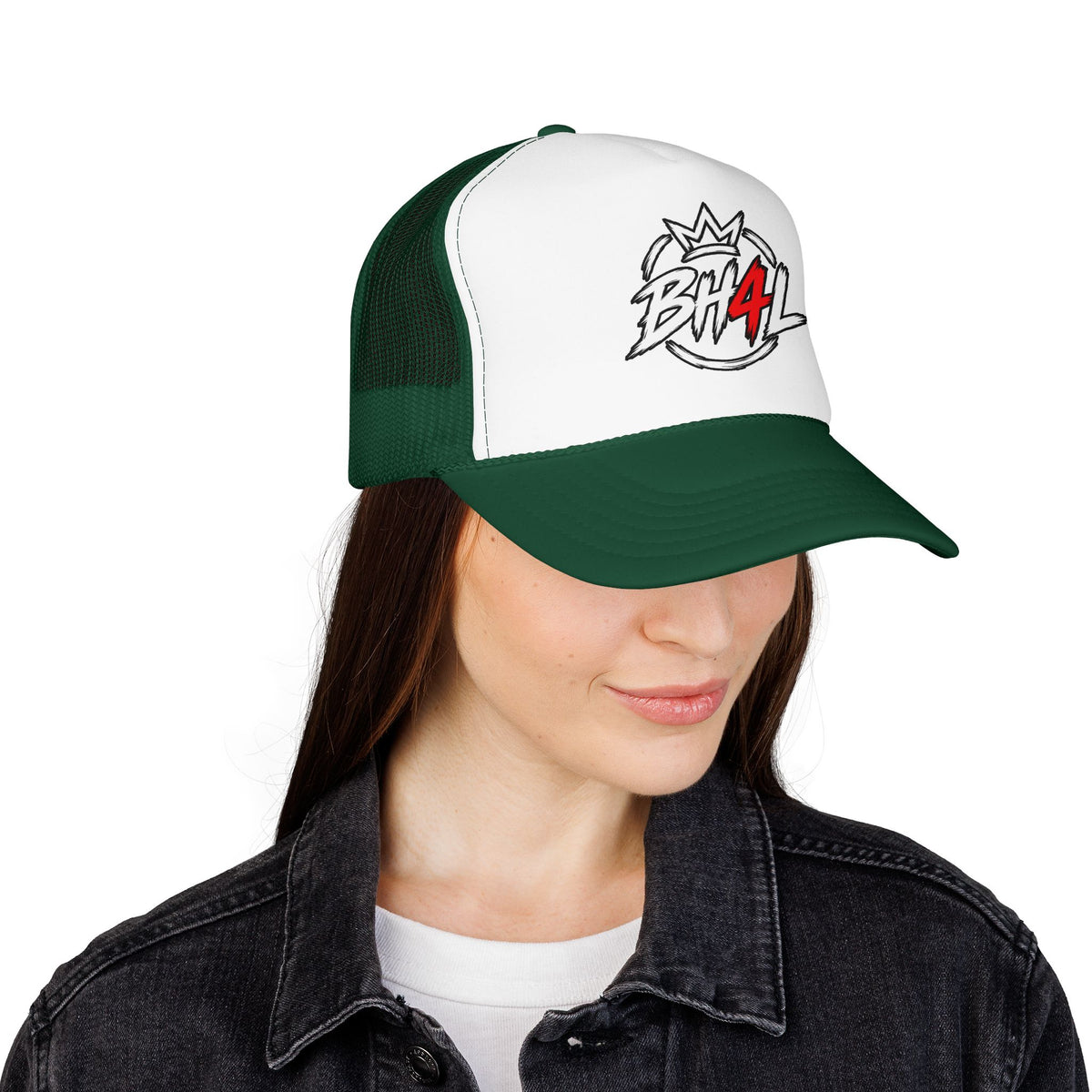BH4L Crown Foam Trucker Hat — Streetwear Mesh Cap with Logo