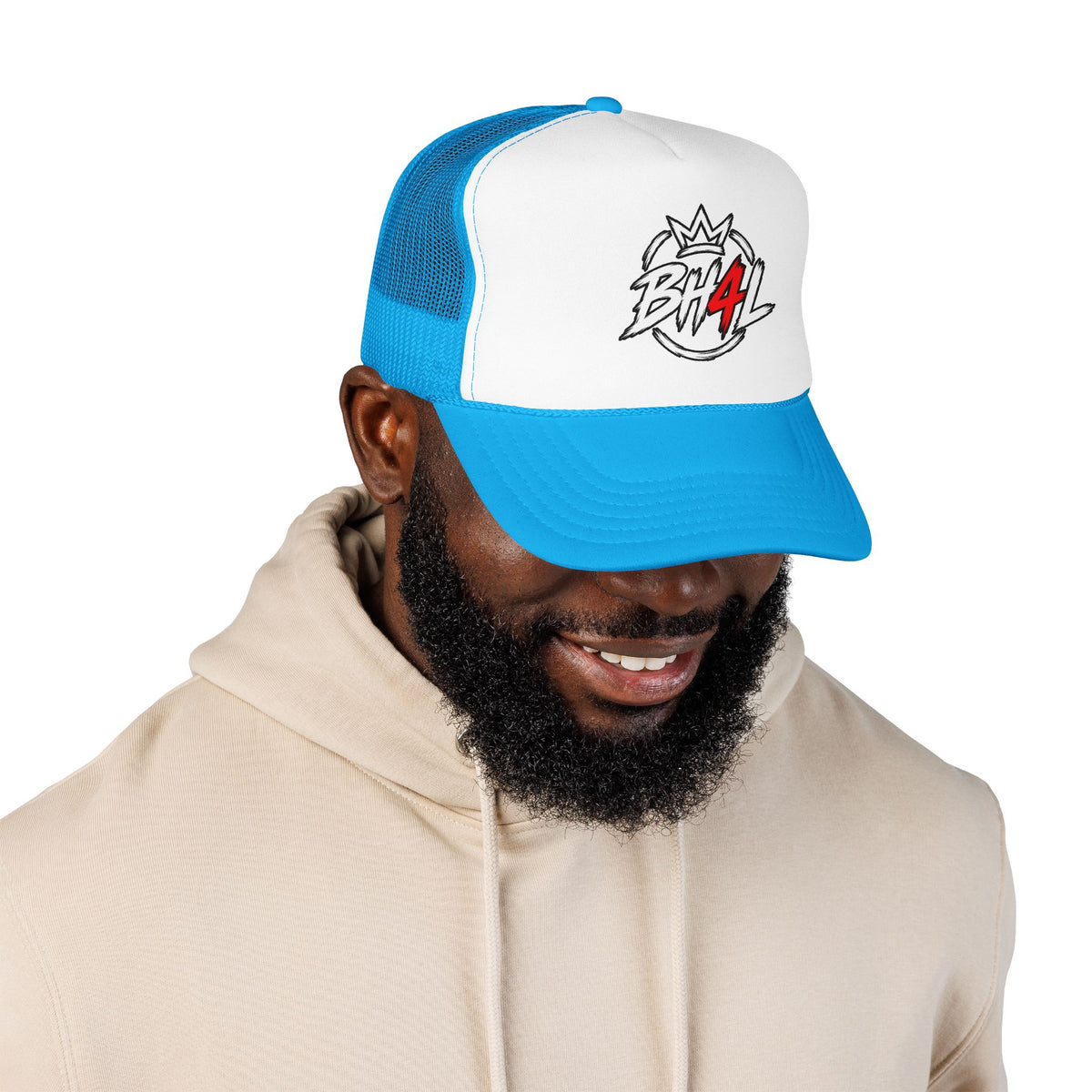 BH4L Crown Foam Trucker Hat — Streetwear Mesh Cap with Logo