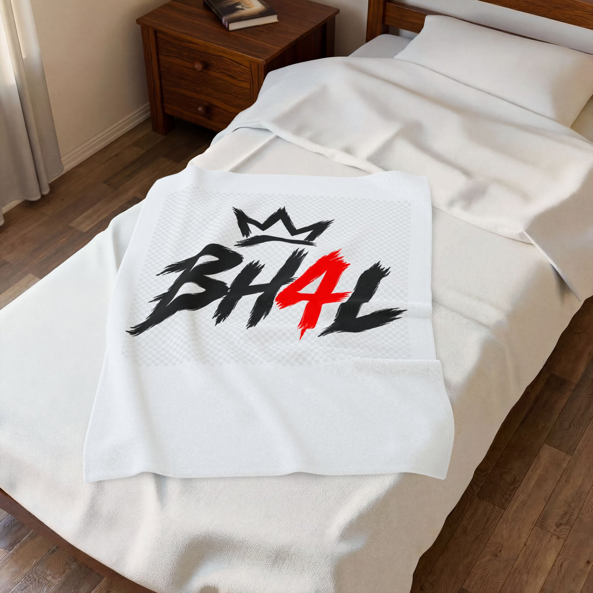 Velveteen Plush Blanket — 'BH4L' Crown Logo Soft Throw