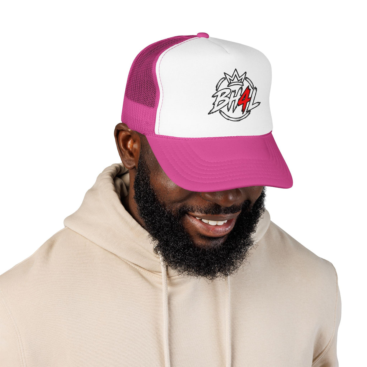 BH4L Crown Foam Trucker Hat — Streetwear Mesh Cap with Logo