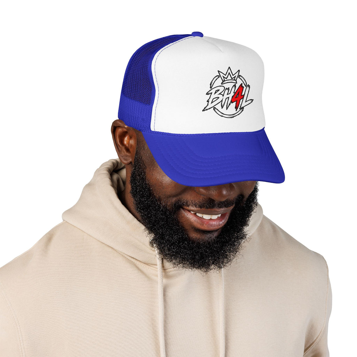 BH4L Crown Foam Trucker Hat — Streetwear Mesh Cap with Logo