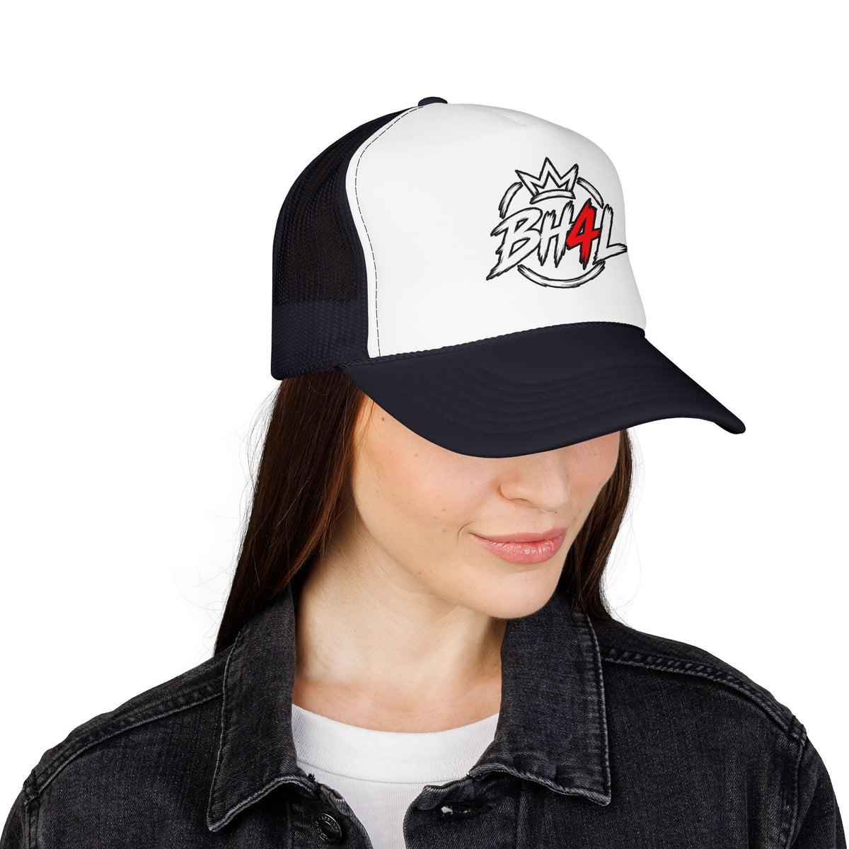 BH4L Crown Foam Trucker Hat — Streetwear Mesh Cap with Logo