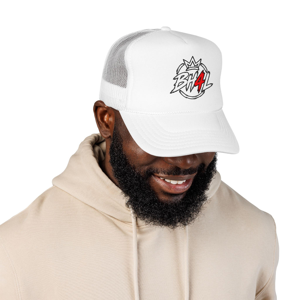 BH4L Crown Foam Trucker Hat — Streetwear Mesh Cap with Logo