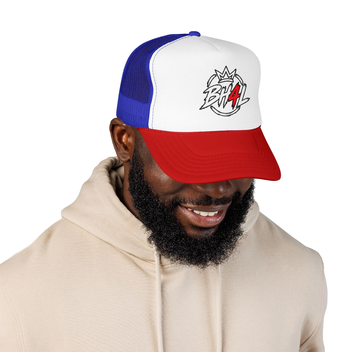 BH4L Crown Foam Trucker Hat — Streetwear Mesh Cap with Logo