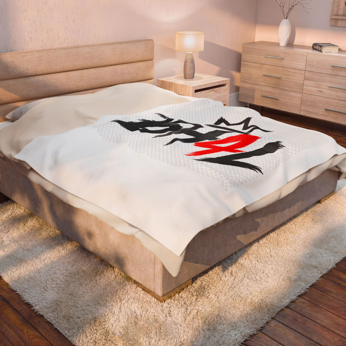 Velveteen Plush Blanket — 'BH4L' Crown Logo Soft Throw