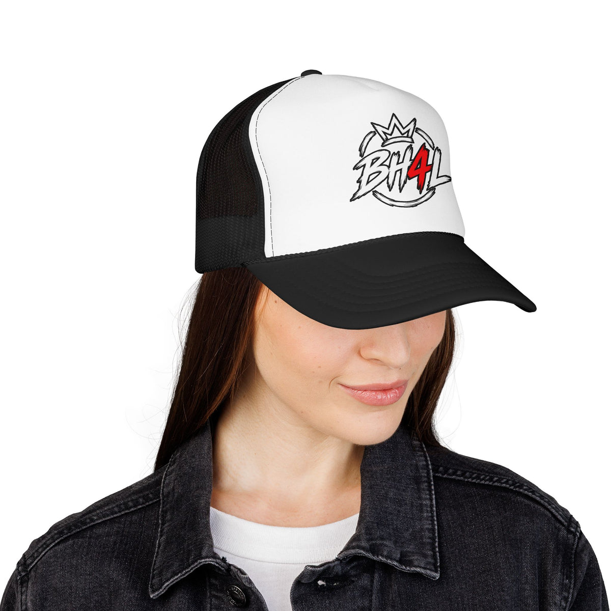BH4L Crown Foam Trucker Hat — Streetwear Mesh Cap with Logo