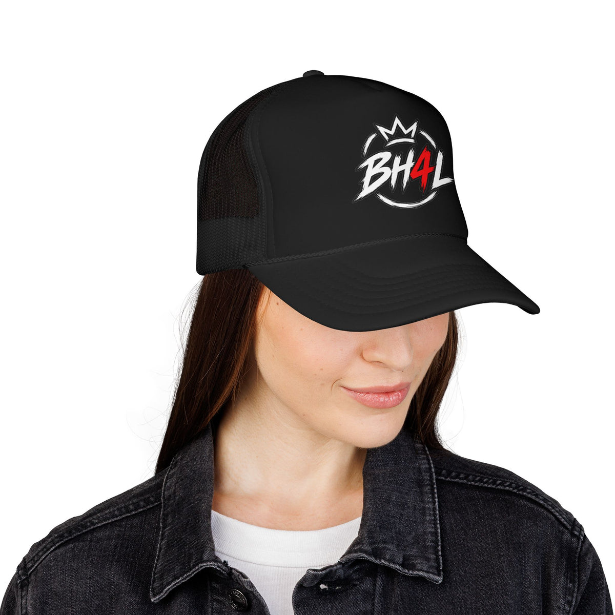 BH4L Crown Foam Trucker Hat — Streetwear Mesh Cap with Logo